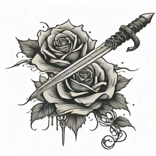 A Bloody Rose And A Katana Sword