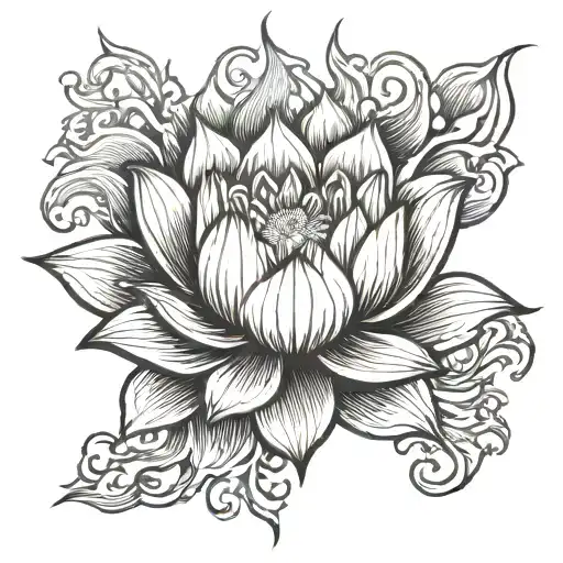 Lotus Flower With Flames