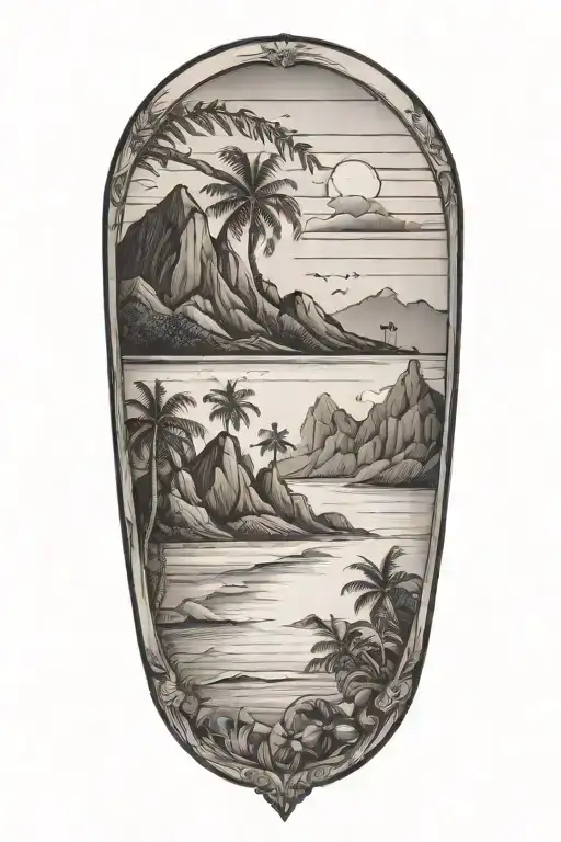 A Small Fancy Bar On A Tropical Beach With Mountains