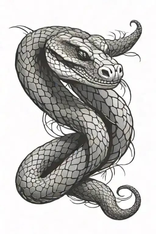 A Snake That Wraps Around The Arm That Passes Behind The Back And Its Head Rests On The Chest