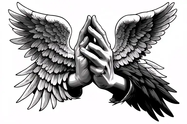 Praying Hands With Angel Wings