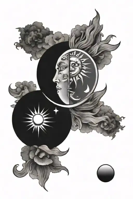 Sun And Moon Merging Together Minimal