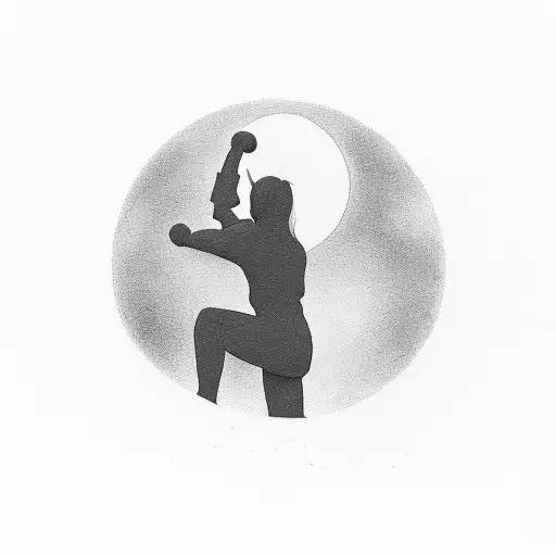 Tower Climber's Silhouette Against A Sunset