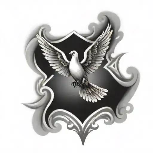 Catholic Cross With Dove Flying