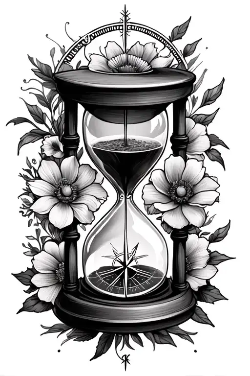 Hourglass And Compass Floral Sleeve