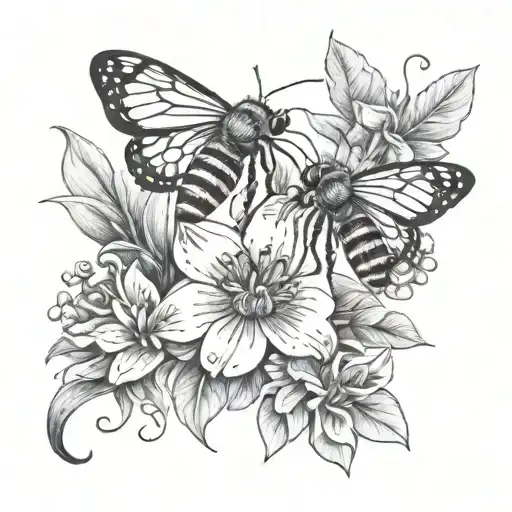 Honey Bee Butterflies And Flowers