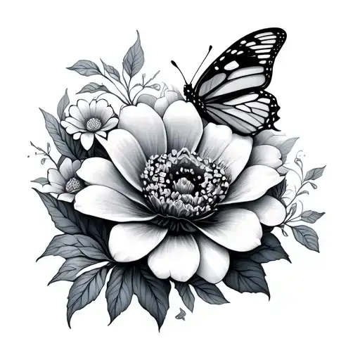 Flower And Butterfly And Money