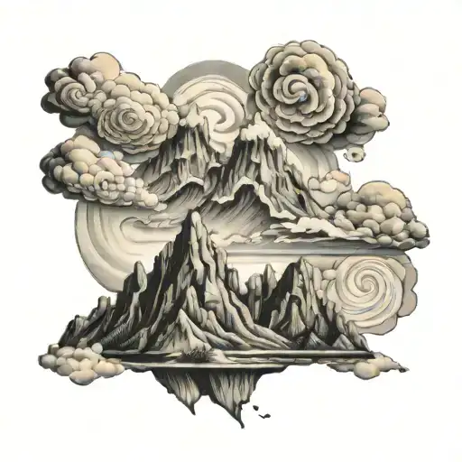 Moutains With Clouds And A Ricer