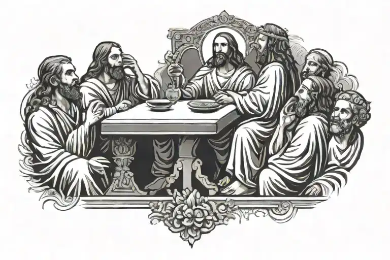 Blank Face Last Supper And With Halo Over Jesus Christ