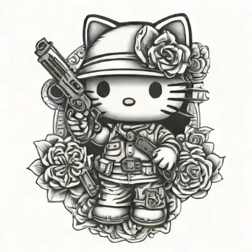 Hello Kitty Holding A Gun