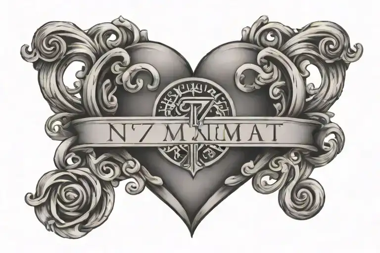 Roman Numerals 77 Within A Heart