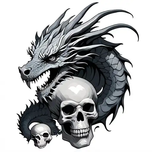 Dragon Surrounded By Skulls