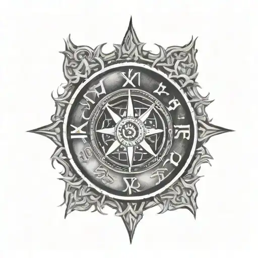 Vegvisir Viking Compass 3D Effect