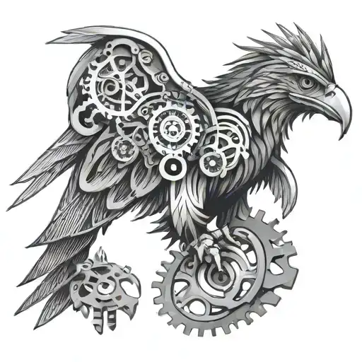 Eagle Made Of Gears Forming The Shape