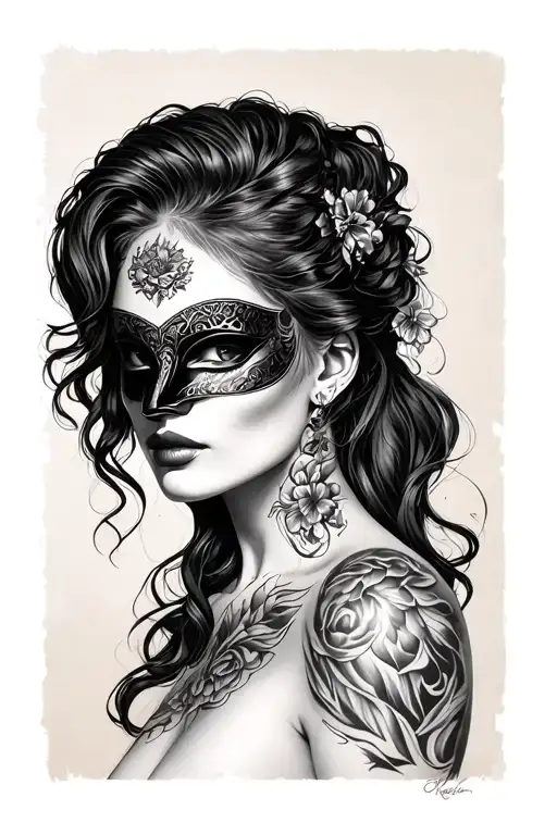 Beautiful Woman Holding A Mask