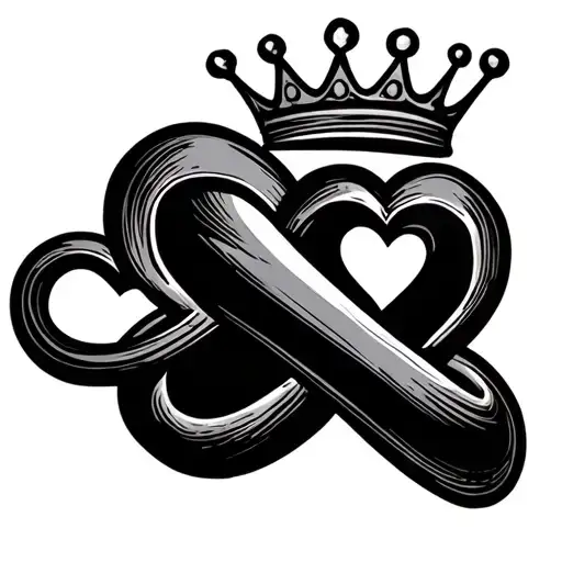 Small Simple Infinity With 5 Hearts And A Crown