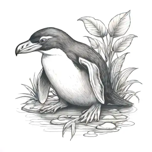 Penguin And Frog Sitting