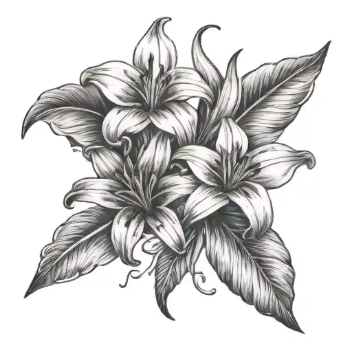 Roman Numerals And Lily Flower Intertwined