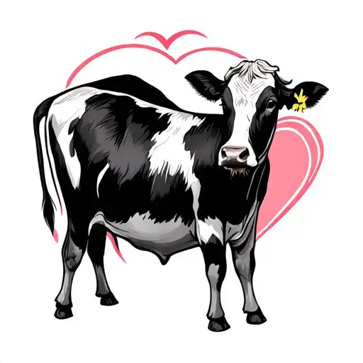 Cow Hugging A Pands With A Heart Around Them Goes