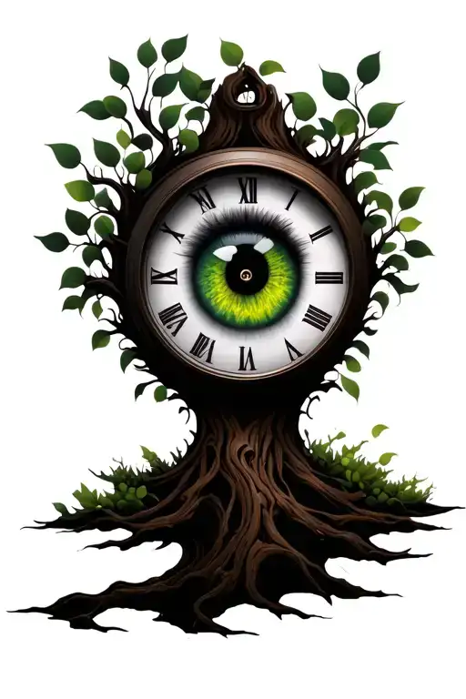 Green And Brown Eyes Time Piece That Looks Like A Tree