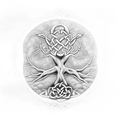 Celtic Tree Of Life With K And L In Wood