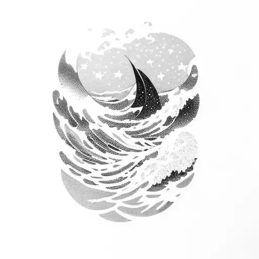 Ocean Wave With Stars In The Background