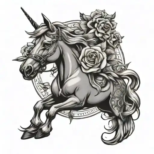 Roses And Mustang Logo Incorporated