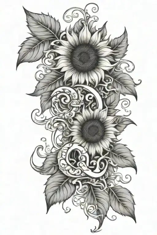 Sunflowers Vine Letter C & M