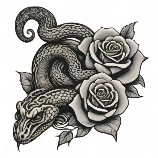 Waves With A Snake And Rose