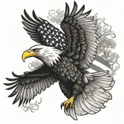 Bald Eagle With Trees And American Flag Morphing