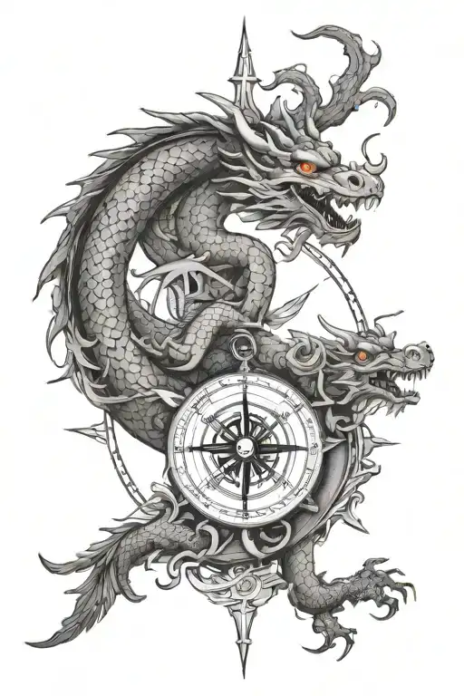 Compass Roses Chinese Dragon Cupid