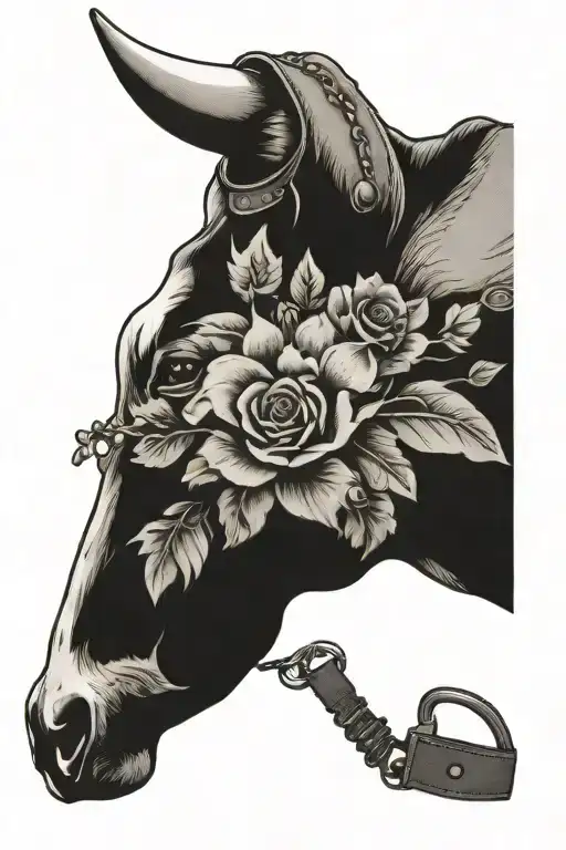 Leather Floral Pattern With Montana And Cow Ear Tags