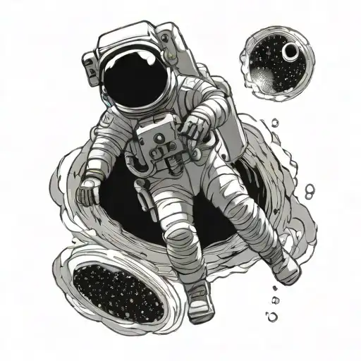 An Astronaut Floating In Space Taking A Picture Of A Black Hole