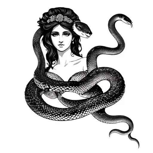 Snake And Aphrodite Goddess