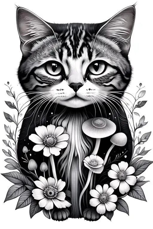 Mushrooms Flowers Mandala Jellyfish Cat