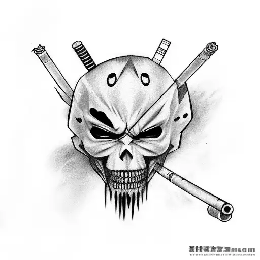 Waifu With Shinigami Mask With 3 Zoro Swords And Cigarette