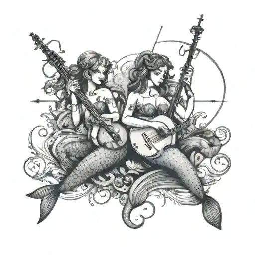 An Underwater Music Festival Featuring Mermaids Playing Instruments And Fishing Rods As Stage Props
