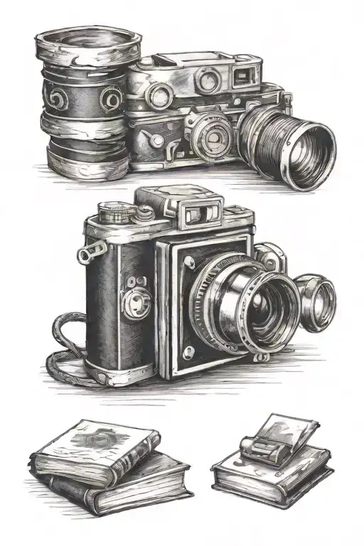 Book And Vintage Camera With Film