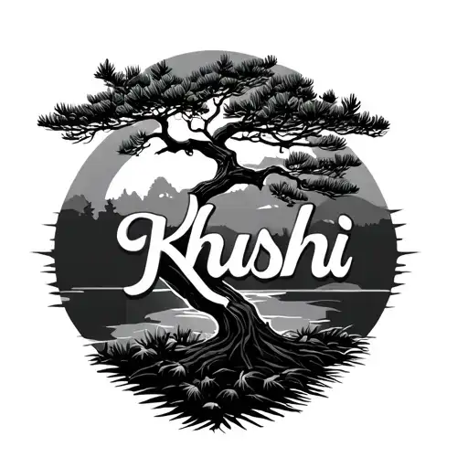 Khushi Name Tatto Pine Tree