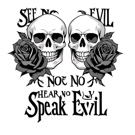 See No Evil Hear No Evil Speak No Evil Skulls Roses