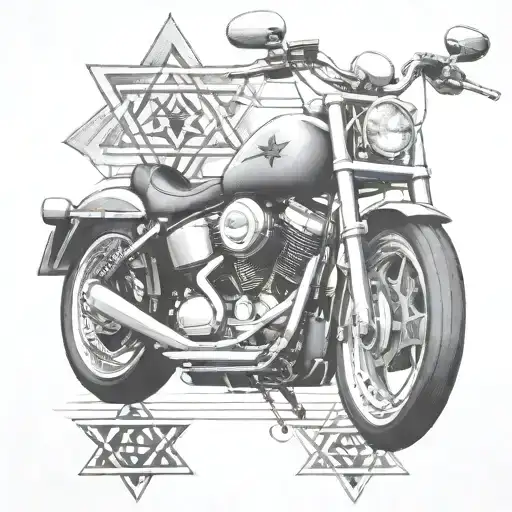 Harley Motorcycle With Nt And Star Of David Incorporated In Design
