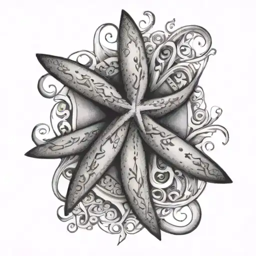 Breast Cancer Ribbon With A Pencil Starfish Incorporated