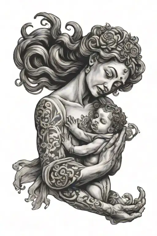 God Holding Mother Holding Her