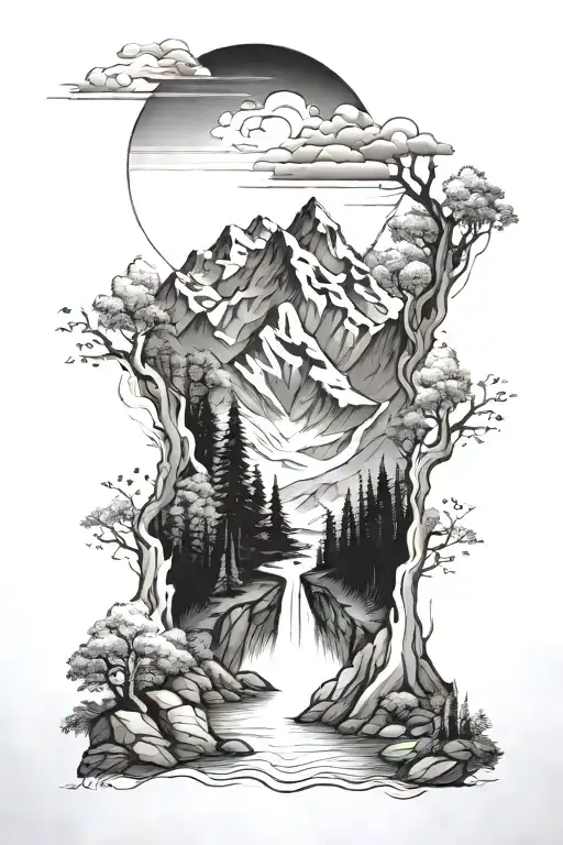 Mountain With Stream Splits The Mountain