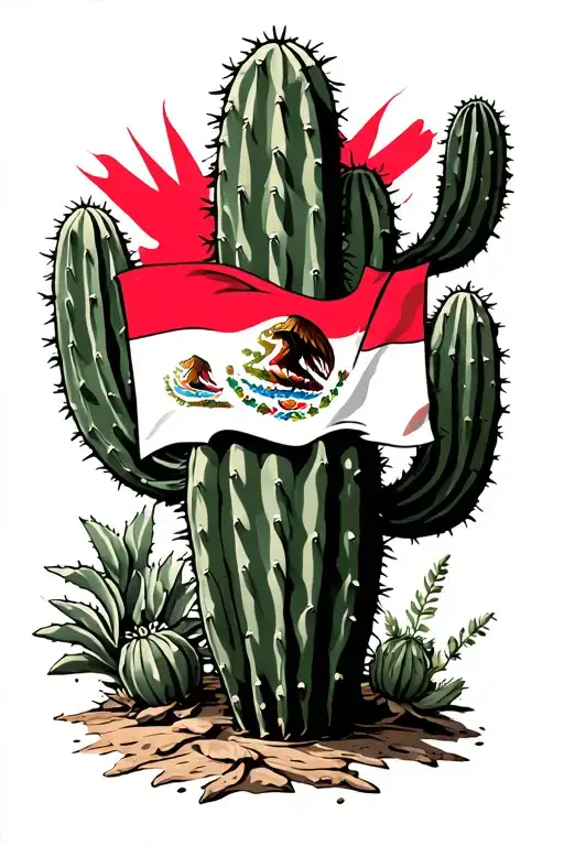 Cactus Mexican Flag