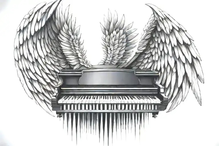 Wide Angel Wings That Face Down And Look Like Piano Keys