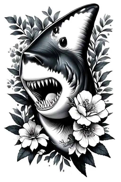 Pretty Shark With Flowers