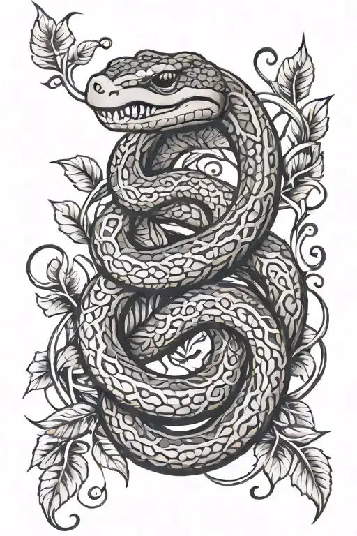 Simple Drawing Of A Snake Made Out Of Vines