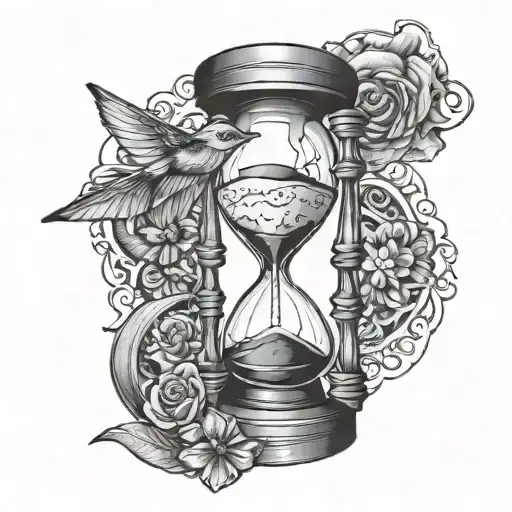 B&w Hourglass With Pisces Sign Mixed