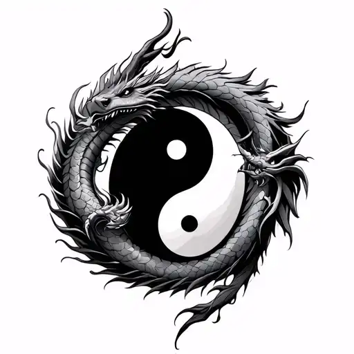 Compas With Dragon And Yin Yang